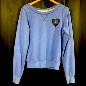 Victoria's Secret Pink Long Sleeve Top Medium Blue Sweatshirt